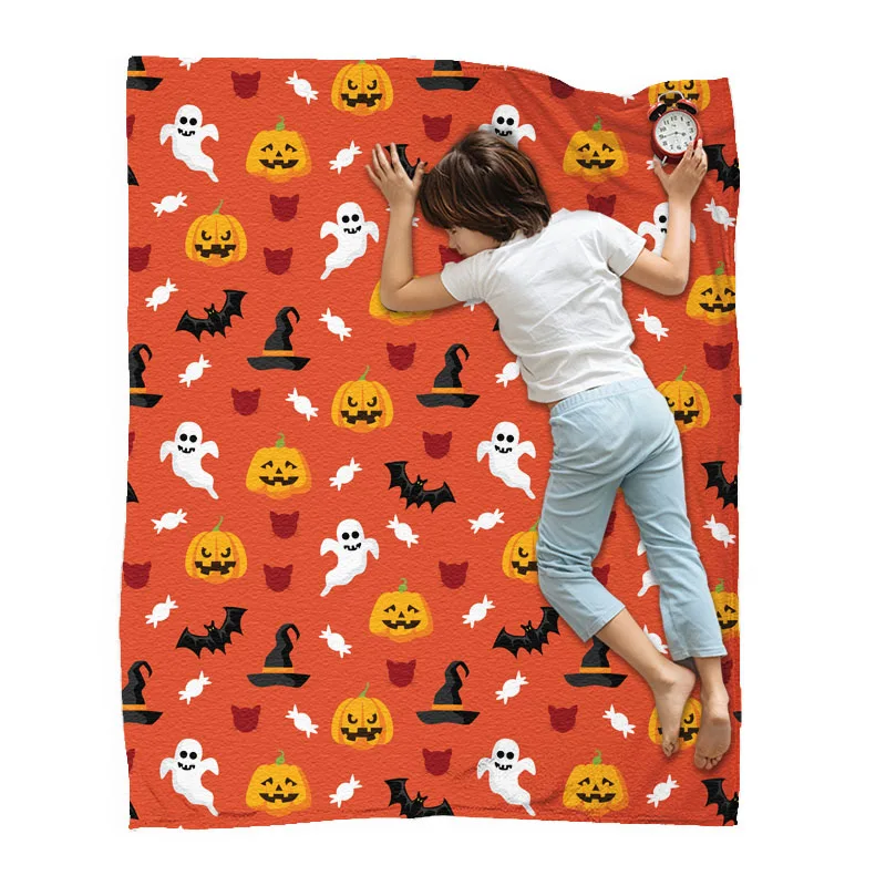 Kids Gift Halloween Throw Blanket Lovely Cartoon Animal Soft Cozy Microfiber Flannel Fleece Warm For Home Couch Bed and Sofa