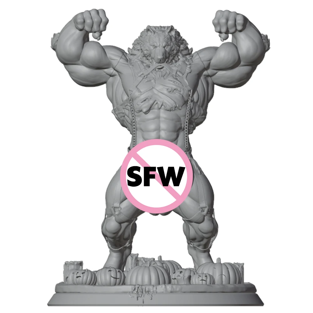 1/24 lupo mannaro fitness grigio figurine in resina giocattolo non verniciato GK bambola smontato stampa 3D assemblaggio miniatura riduzione statua giocattolo