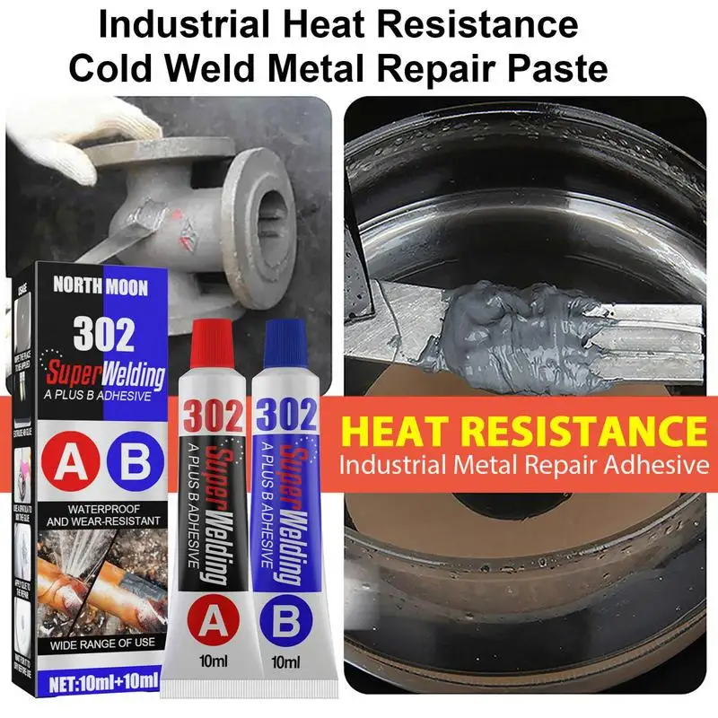 Colle de Réparation AB D.lique, Collage de Fer Résistant à la Chaleur, Soudage à Froid, Agent Adhésif de Réparation de Métal, Ciment de Contact de Roulette pour Réparation