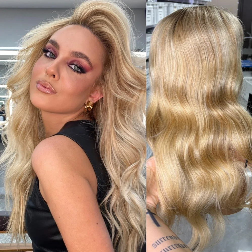 

Millionaire Queen Balayage Ombre Highlight Парик Фронта Шнурка Девственные Человеческие Волосы Парики 180% Пепельно-Блондинка 13x6 Бесплатная Часть Парики Фронта Шнурка