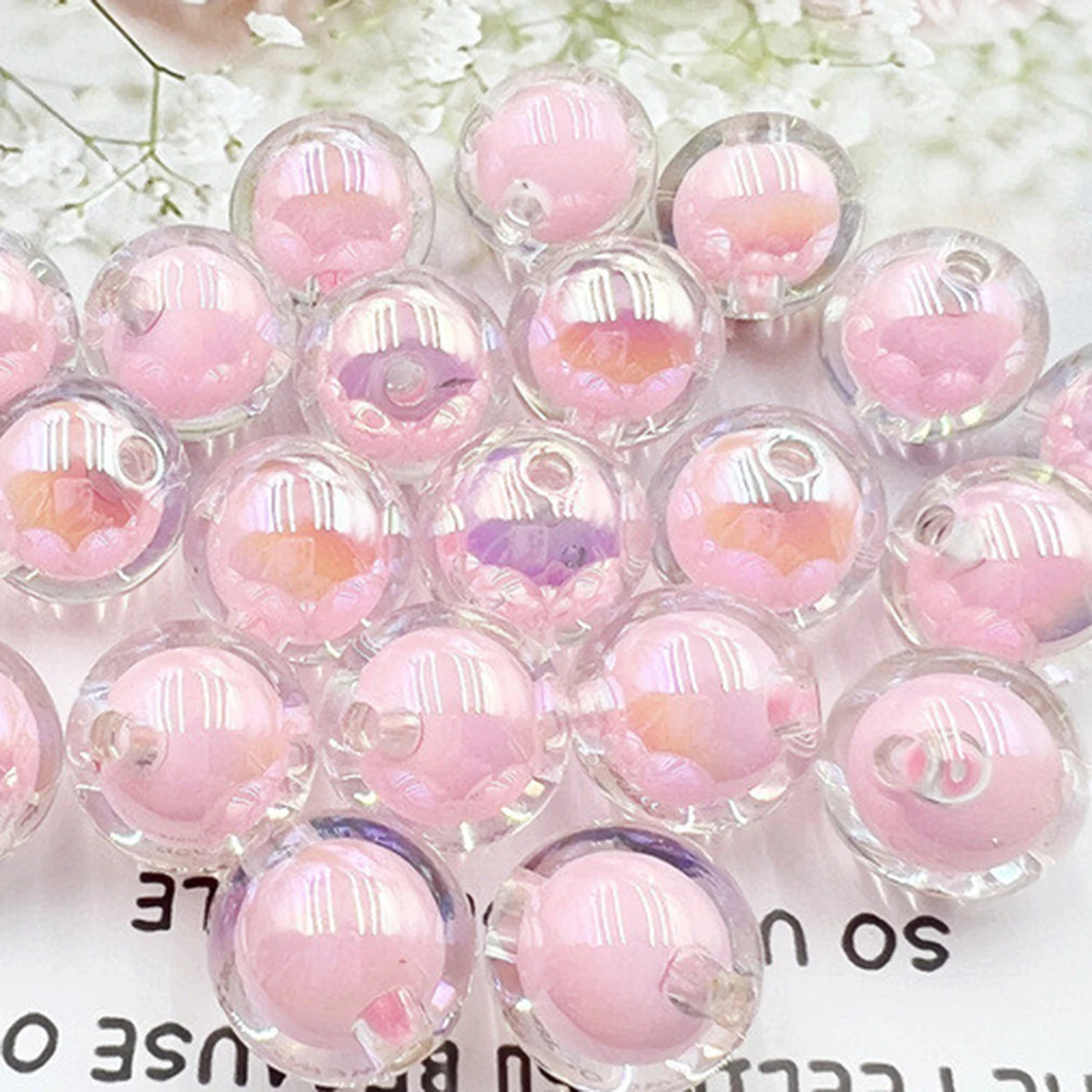 108/54 Stück 8/10 mm rosa Acrylperlen, Abstandsperlen. Lose Perlen DIY Perl-in-Perl-Material, Dekorationsperlen – Detail 4