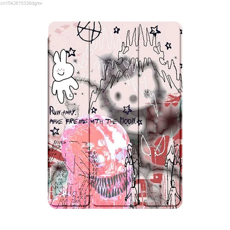 Sanrio Hello Kitty Demon Dark IPad Pro 11 Trifold Tablet Protector Case Y2k Punk Korean Fashion Ipad Air 1 2 3 Mini 4 5 6 Cover