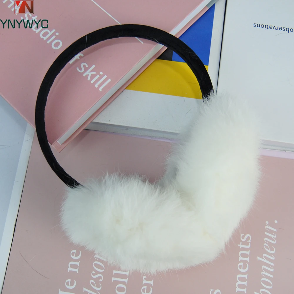 

Hot Sell Russian Lady Plush Real Rabbit Fur Earlaps Winter Women Warm Fluffy Rabbit Fur Earmuff Outdoor Female Fur Earflaps