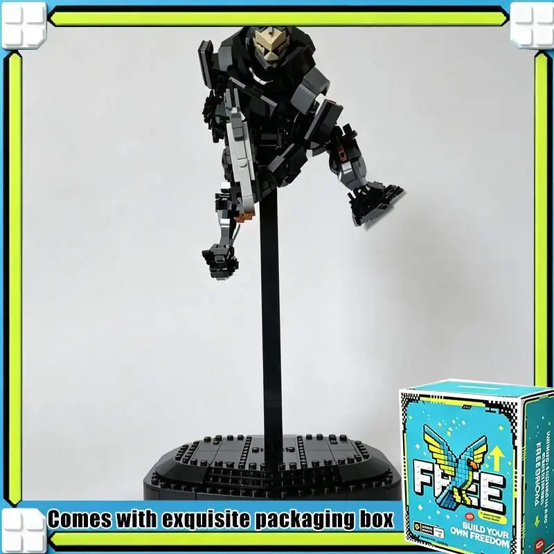 812PCS Neon Future City Hero Figure MOC Model Custom Puzzle DIY Building Blocks Set Poseable Display Toy Xmas Gift Collection