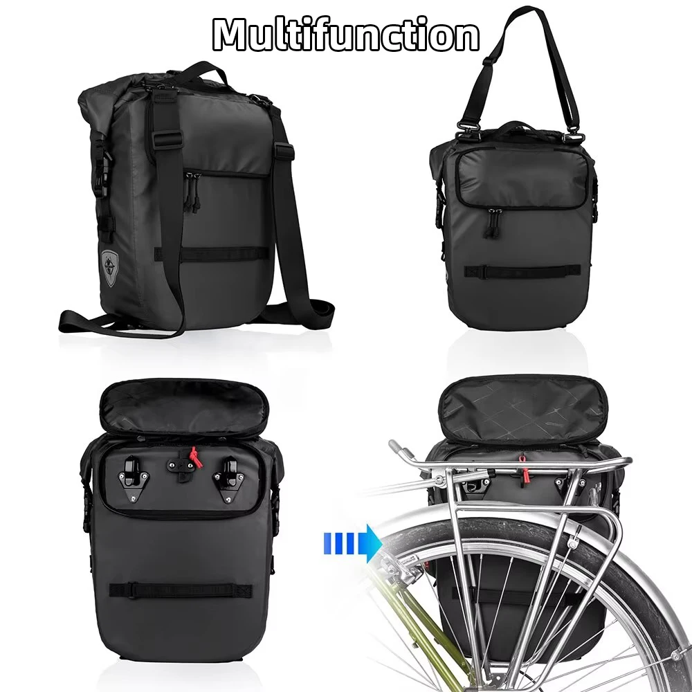 Bicycle Pannier Bag 20L Big Capacity Waterproof Rear Rack Side Bag Bike Travel Cycling Shoulder Bag Backpack Accessories