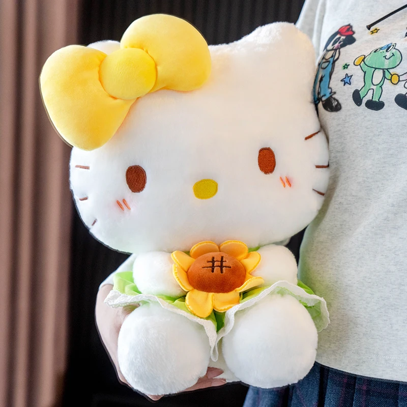

Genuine Sanrio Hello Kitty Anime Sunflower Cute Plush Stuffed Toys Soft Pillow Peluche Plushies Doll Birthday Christmas Gifts