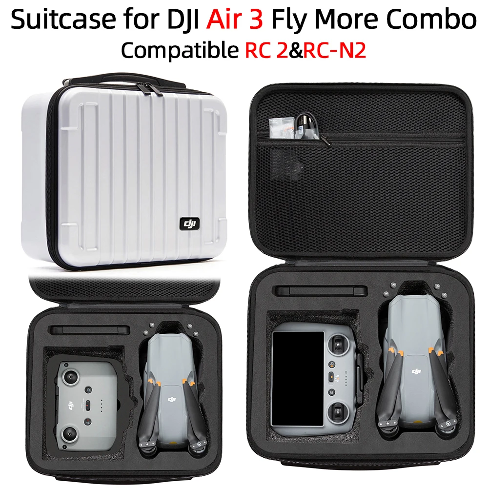 Drone Case for DJI Air 3 Fly More Combo Compatible RC 2 & RC-N2 Portable Drone Accessories Hard Suitcase