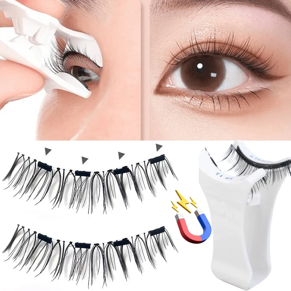 Natural Magnetic False Eyelashes with Eyelash Curler Waterproof Reusable Magnet Clip Lashes Extension Quantum Magnets Lash Tools