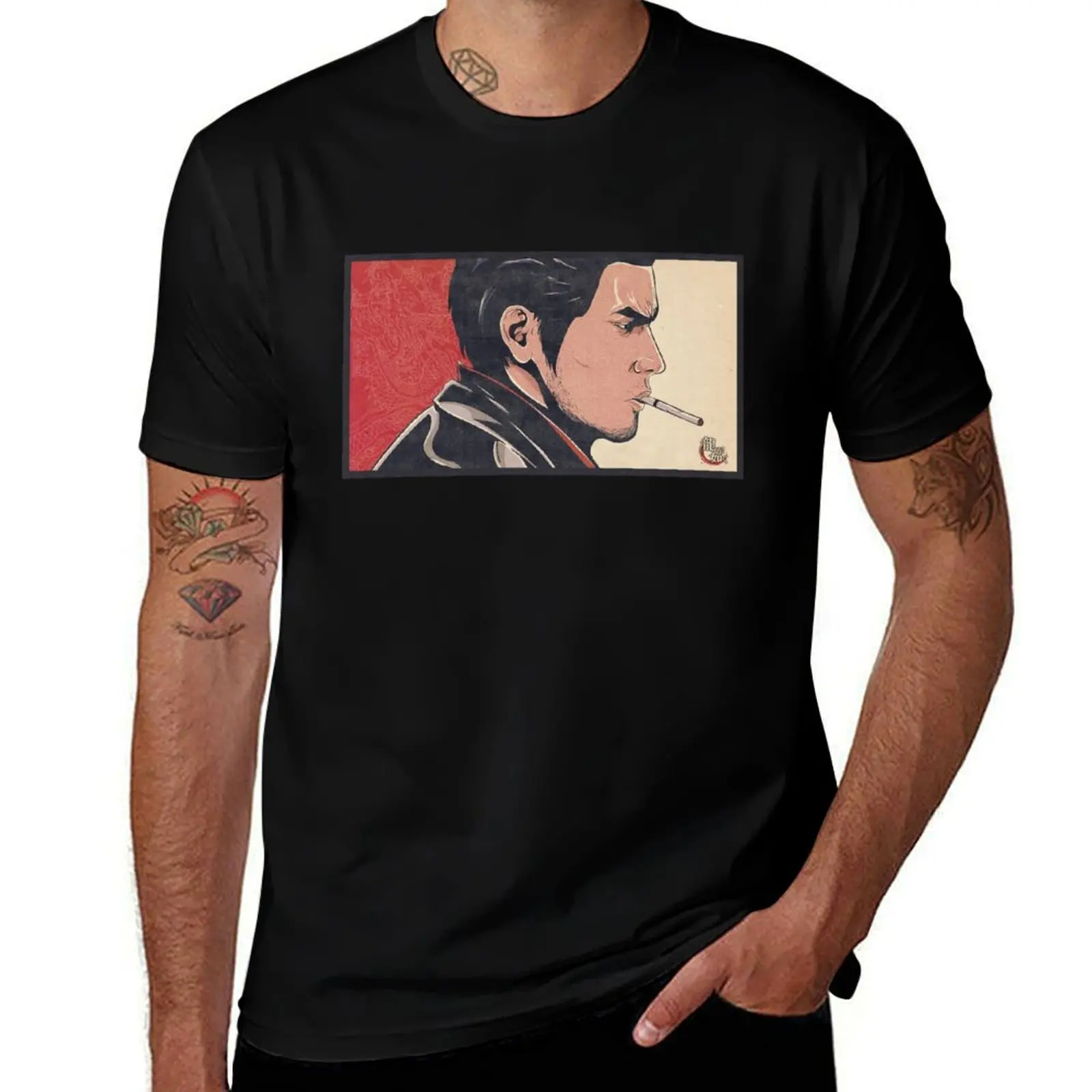 Kazuma Kiryu Yakuza Print T-Shirt Water Resistant Casual T-Shirt