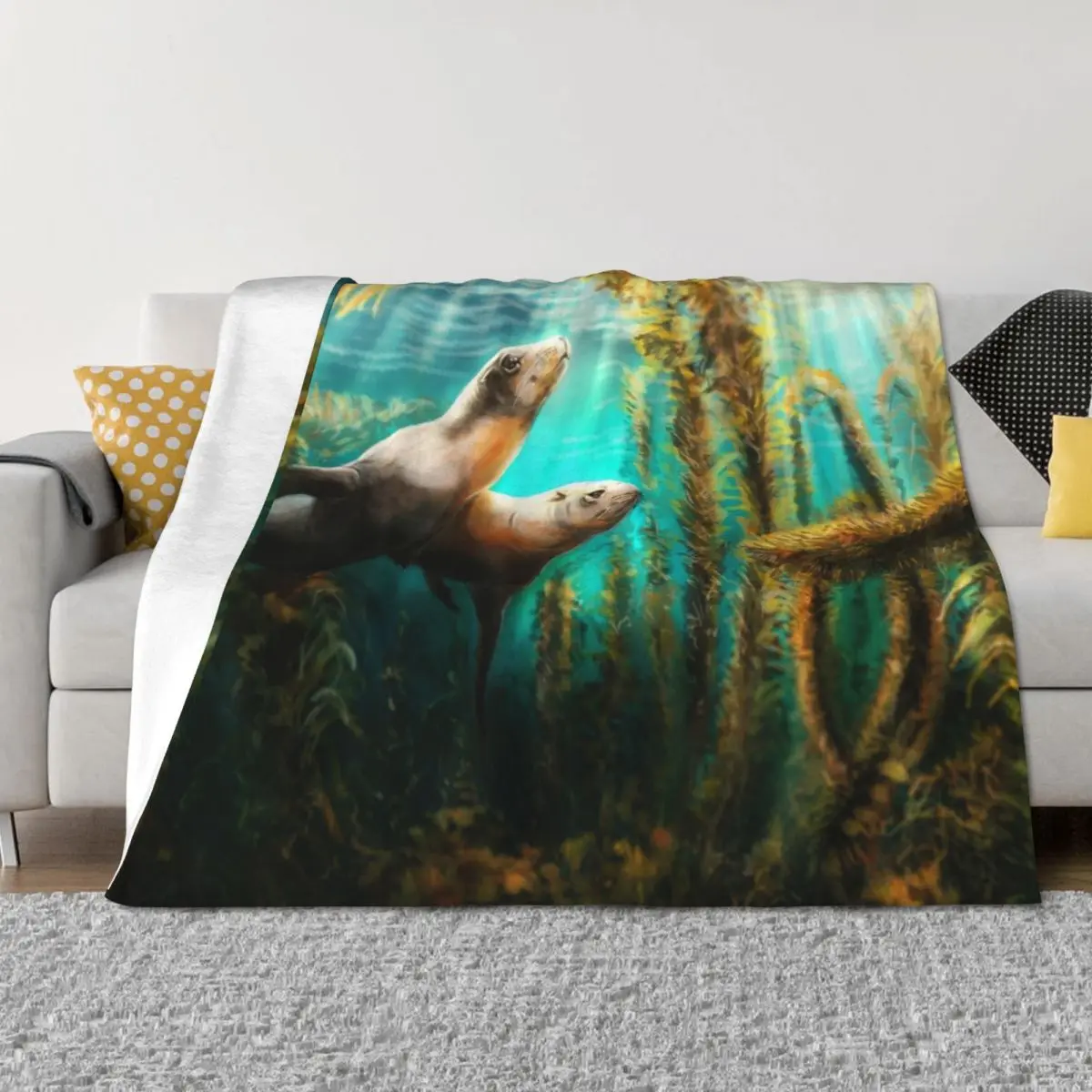 

California Sea Lions Throw Blanket Flannel Personalized Gift Kid'S Picnic Blankets