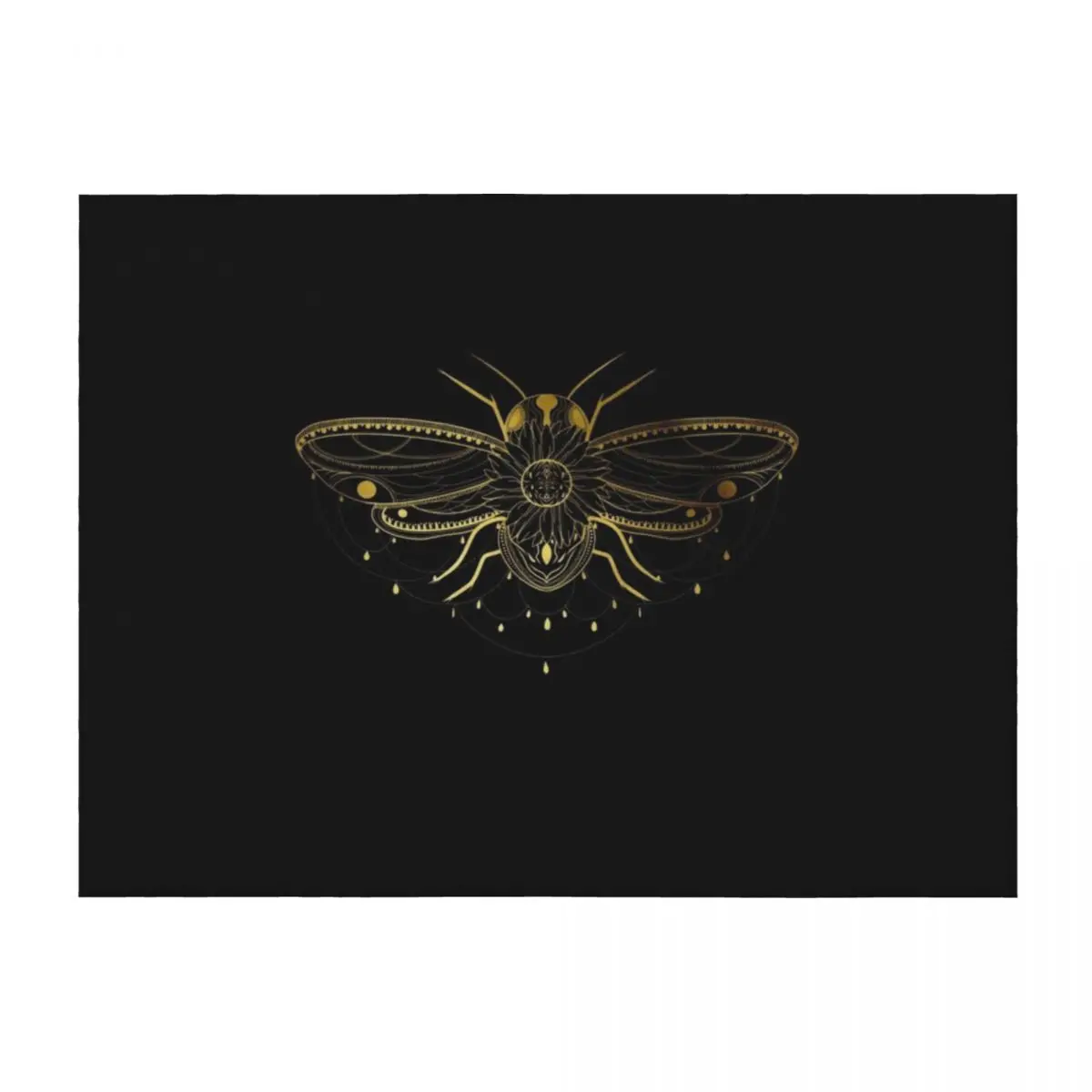 

Sunflower Tribal Boho Bee- Gold and Black Throw Blanket Furry Bed covers Baby Furrys Blankets