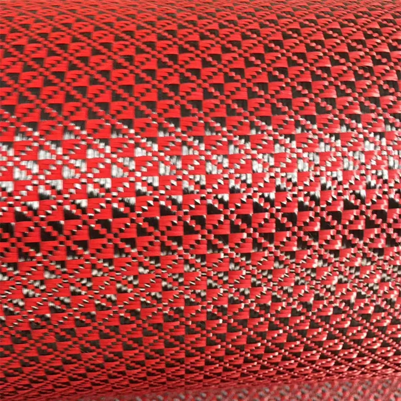 

Kafu Kevlar Red Diamond Jacquard Pattern Parts Modification DIY Surface Decoration 3K Carbon Aramid Fiber Mixed Woven Fabric