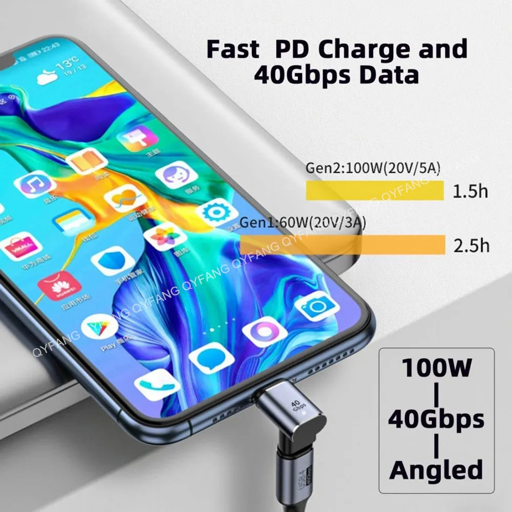 USB4 adattatore magnetico gomito USB C Thunderbolt3 8K PD100W convertitore da 40Gbps trasferimento rapido dei dati ricarica rapida per MacBook Pro