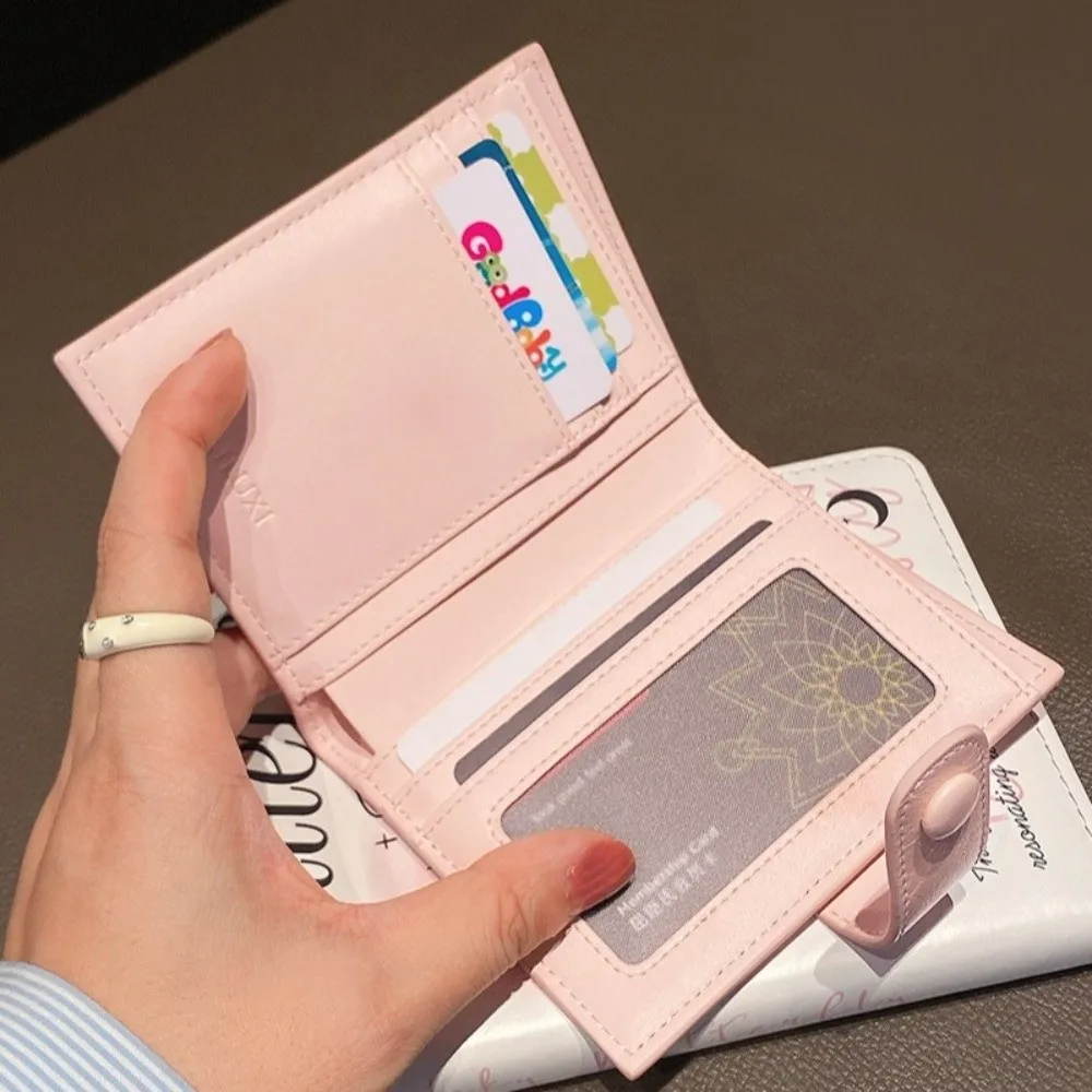 لطيف بو الجلود محفظة قصيرة البسيطة الوردي عملة الحقيبة الدب الصغير حامل بطاقة الائتمان النساء فتاة هدية #4