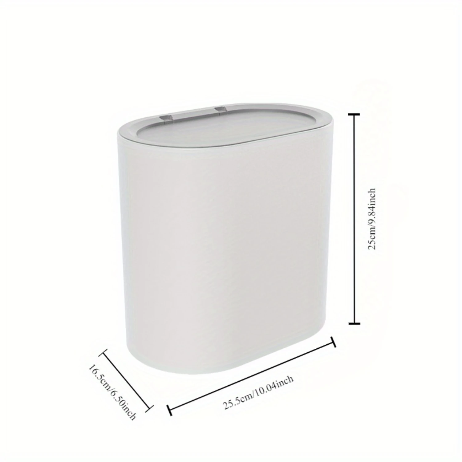 Stylish White Plastic Trash Bin with Hassle-Free Clamshell Top - Slim Roller, Space-Efficient Design for Household, Perfect for