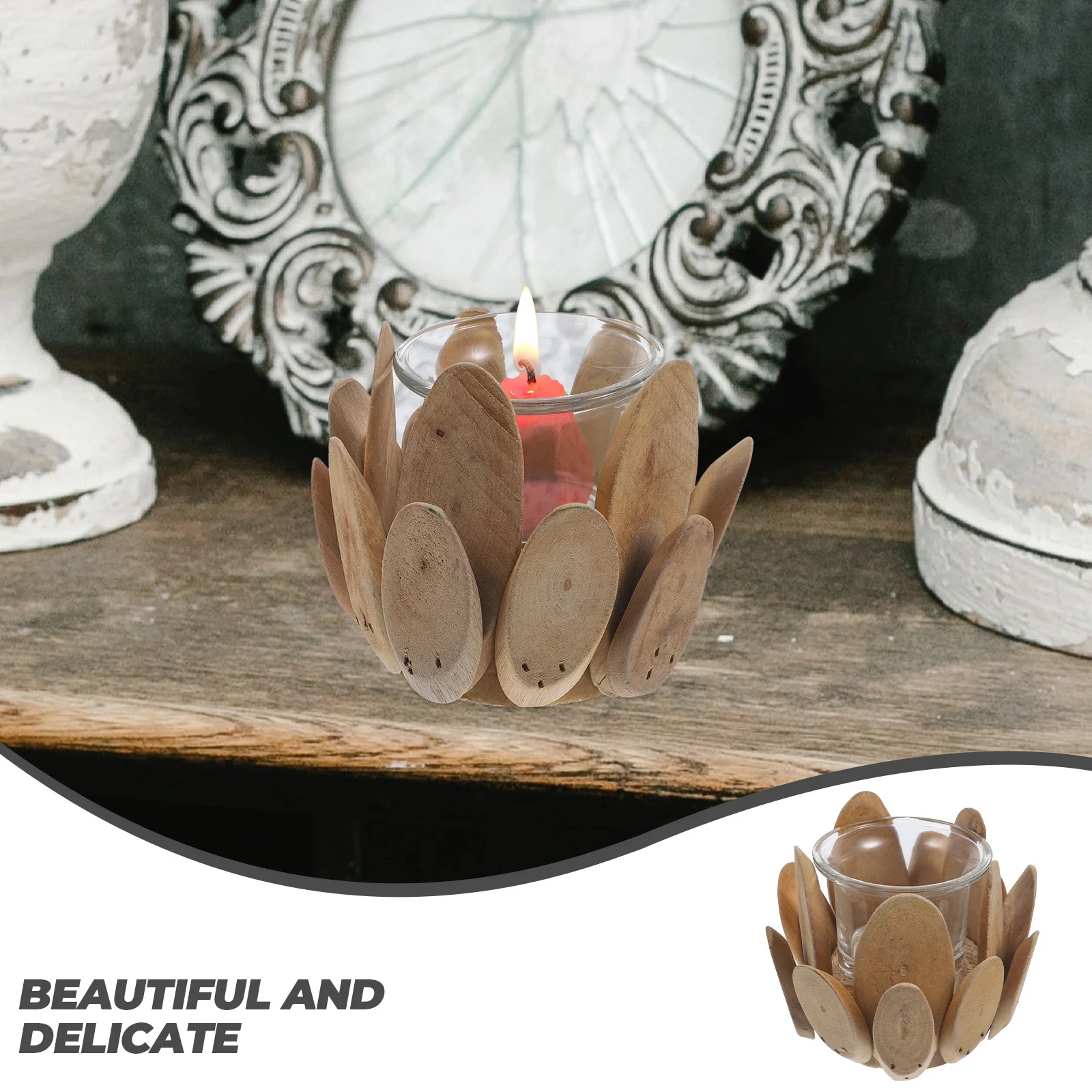 أصحاب الخشب خمر حامل مصباح الشاي لديكور المنزل حامل خشب الزفاف زينة الحفلات #3