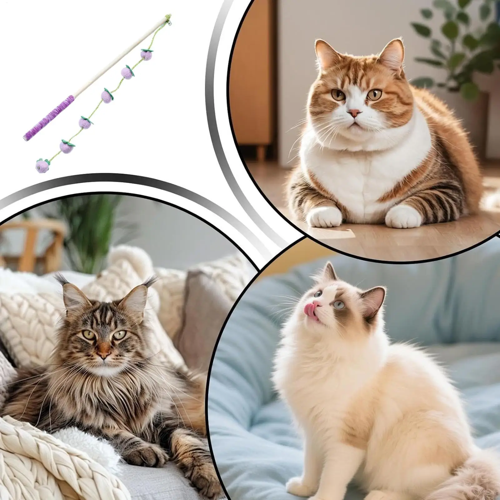 Interaktives Buntes Band-Katzenspielzeug Lustiger Frucht-Katzenstab Satin-Neckspielzeug für Katzen Kätzchen-Spielzeug Katzenbedarf – Detail 14