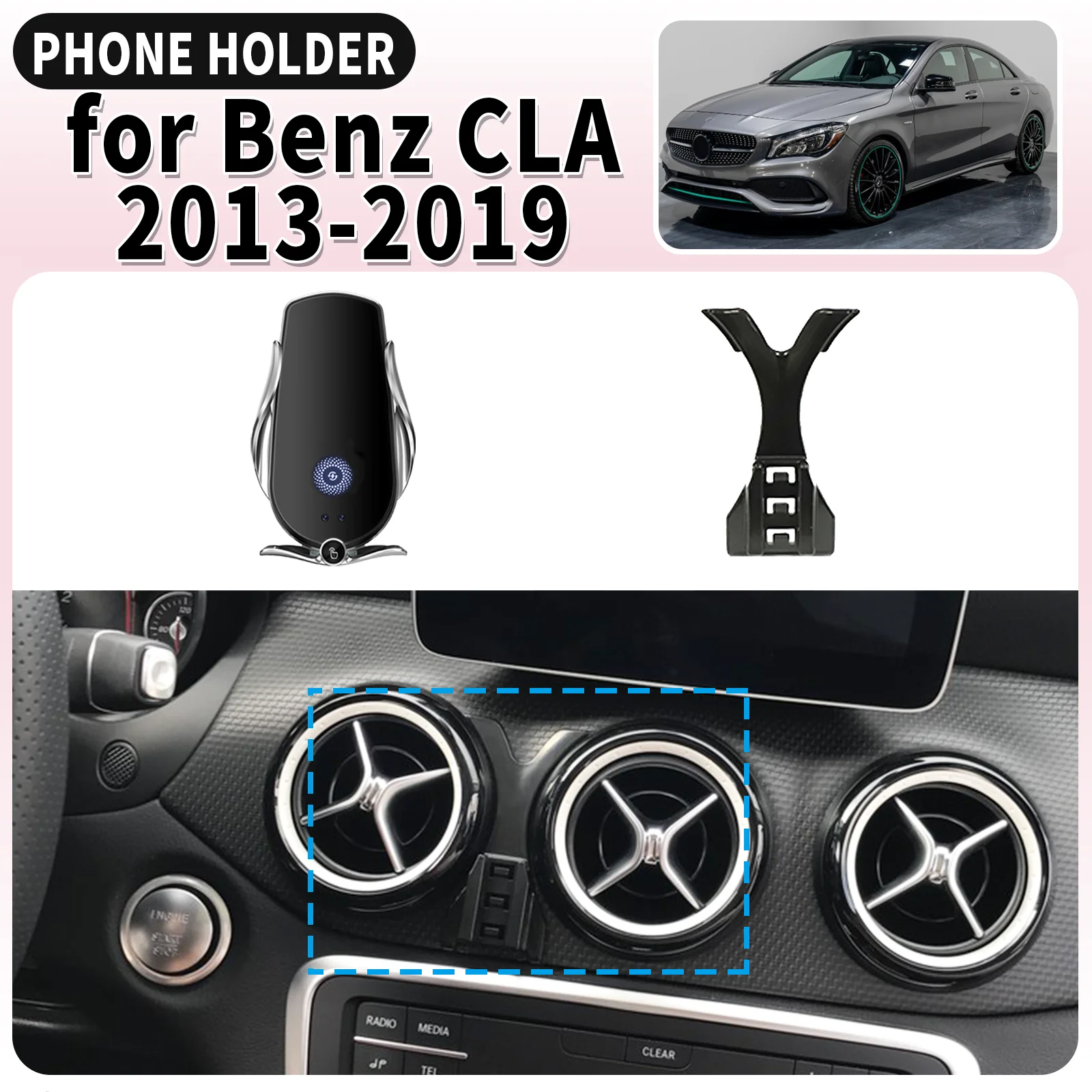 

fit for Mercedes Benz CLA C117 GLA 2013 2014 2015-2019 Screen Base Mount Phone Holder Dedicated Clip-On Navigation Bracket Car