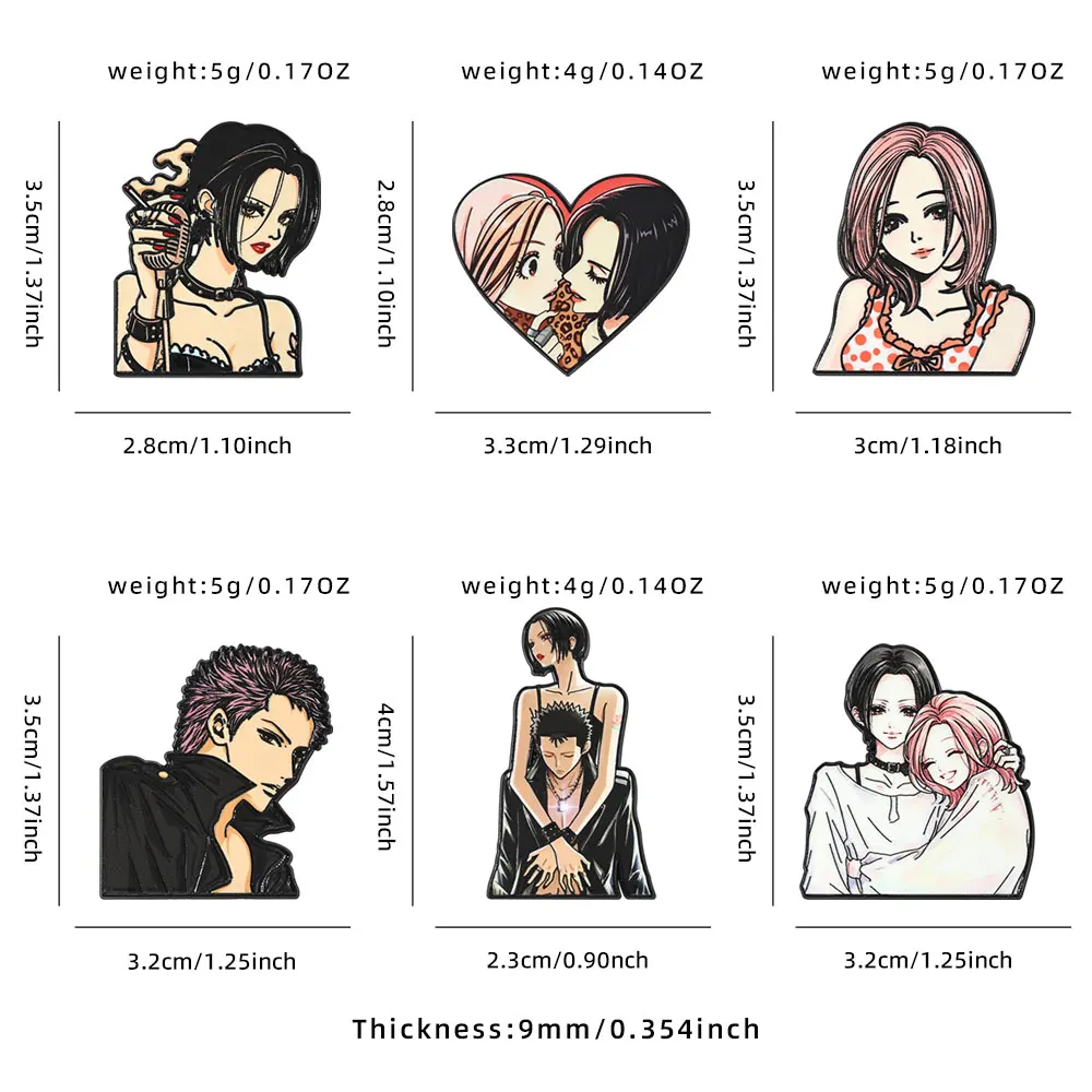 Vintage Punk Style Manga Girls Enamel Pin Set 6pcs Nana Alloy Lapel Brooches Badges Fashion Jewelry for Backpack Cosplay Gift view 2