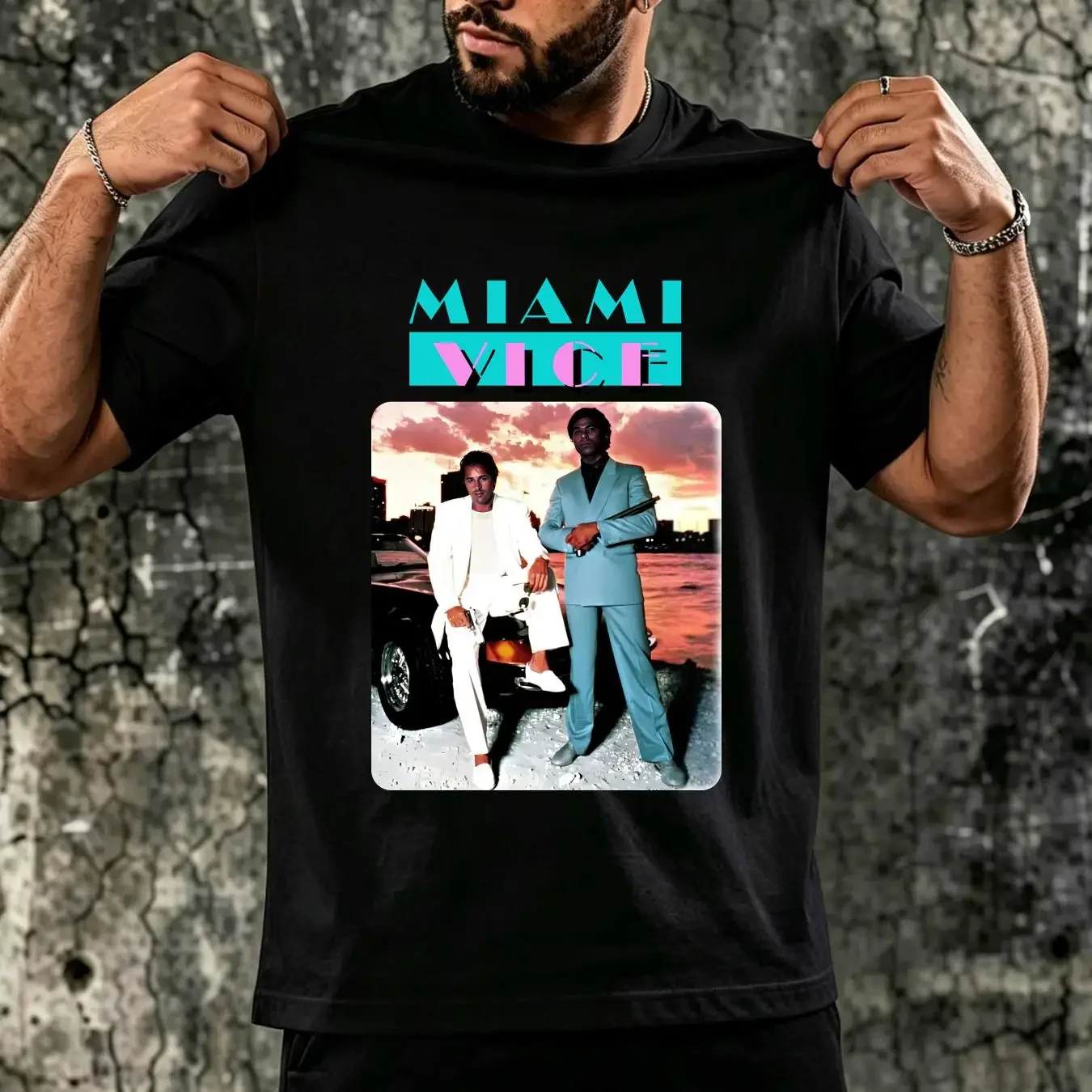 washed T Shirt Miami Vice v3 white movie poster all sizes S 5XL vintage Washed designer clothes Casual Top For Everyday Wear
