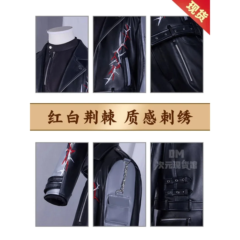 Juego Love and Deepspace Sylus Relentless Conqueror Cosplay disfraz hombres peluca velo carmesí uniforme traje Onychinus fiesta de Halloween