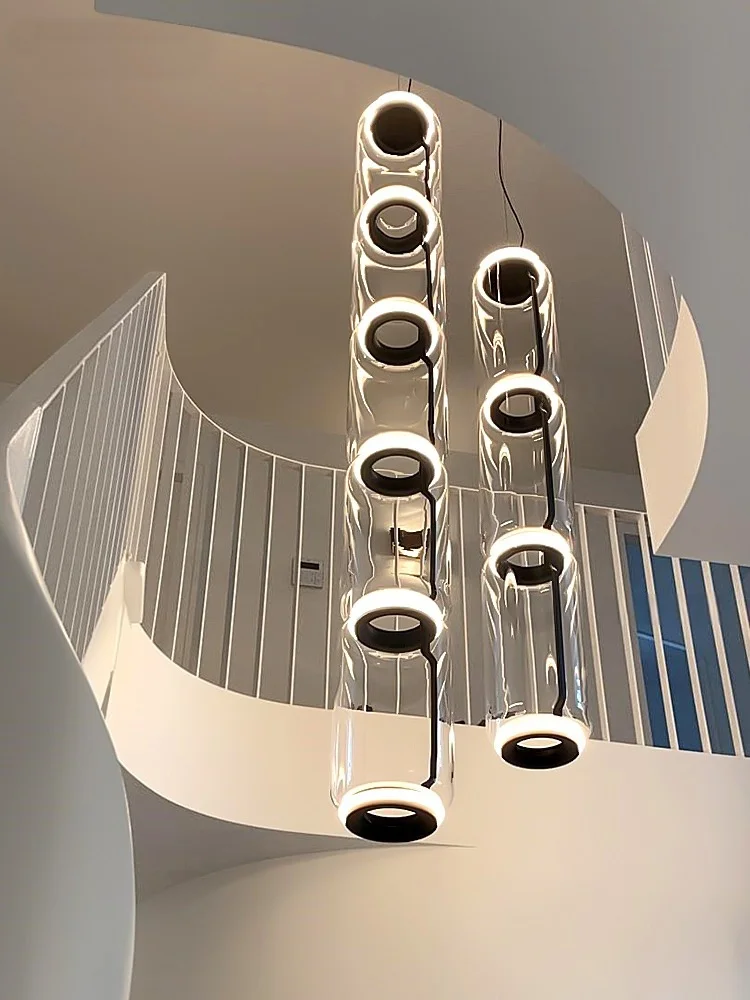 

REVEN Luxury Nordic Chandelier Dimmable Pendant Light with Transparent Glass for Hotel Villa Stairway Gold Chrome Ceiling Lamp