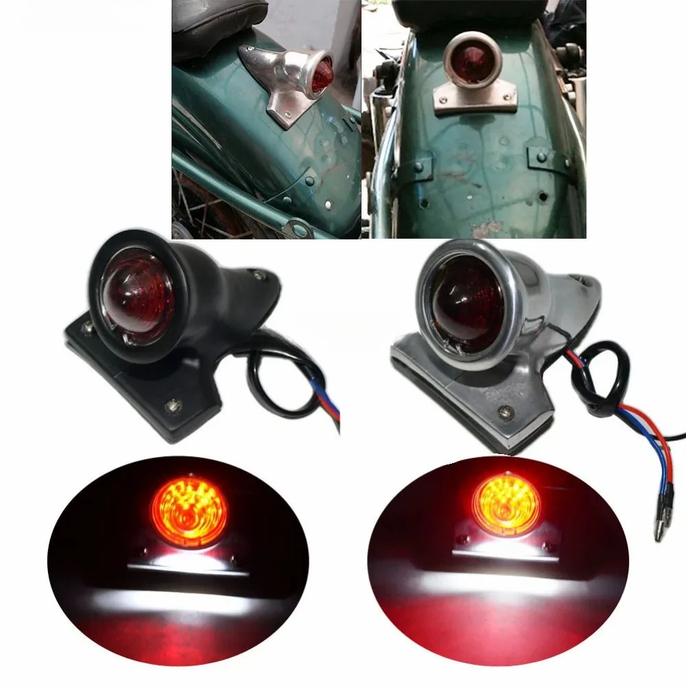 

Red Lens Rear Black Polished LED Brake Tail Light For Harley Bobber Chopper Aluminum Vintage Style Bike Motorcycle Custom Light