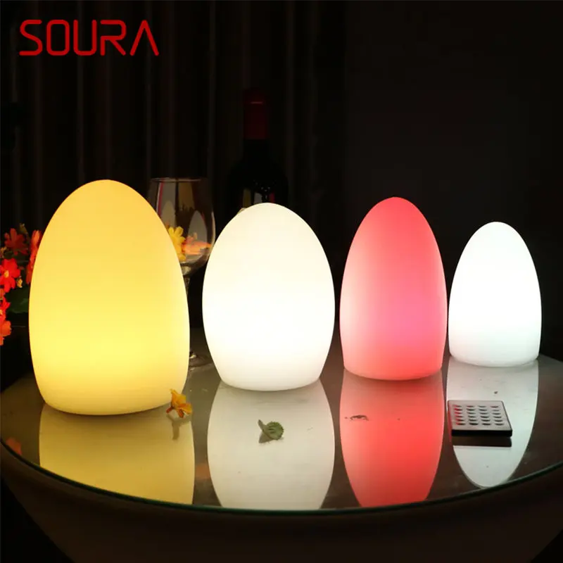 SOURA 모던 LED 분위기 데스크 램프, 크리에이티브 계란 모양 테이블 조명, 발광 색상, 방수 장식, 레스토랑 Kty