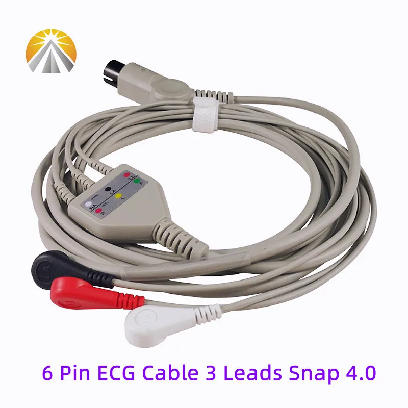 

Cheap Price General AAMI 6 Pin 3 Leads ECG Cable One Piece Snap 4.0 End AHA Standard for OEM Patient Monitor Made in China