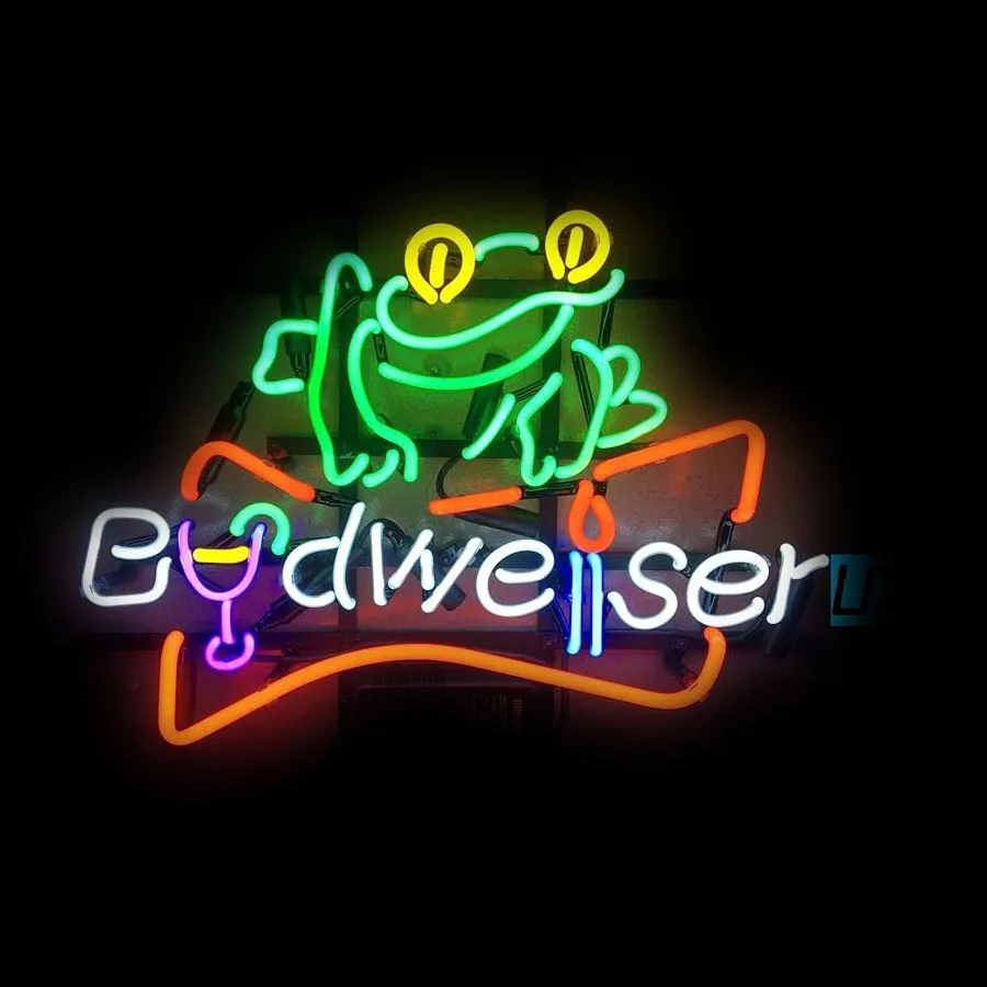 

Neon Sign Light Budweise Frog Wine Beer Club Iconic Sign Neon Acrylic Room Pub Decor Aesthetic Neon Light Wall Lamps Man Cave