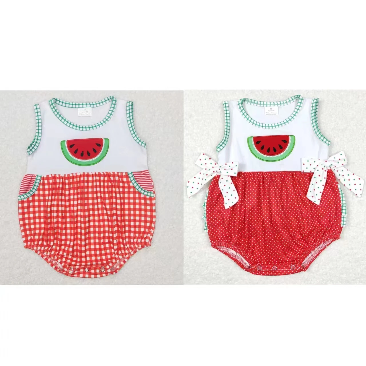 

Wholesale Toddler Embroidery Watermelon One-piece Romper Newborn Baby Boy Girl Summer Clothing Kids Children Sleeveless Jumpsuit
