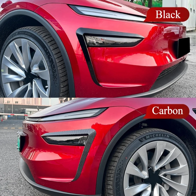 

Накладка на переднюю противотуманную фару для Tesla Model Y Juniper 2025, крышка бампера, нож ветра, ABS, лезвие из углеродного волокна, накладка на свет, спойлер для бровей