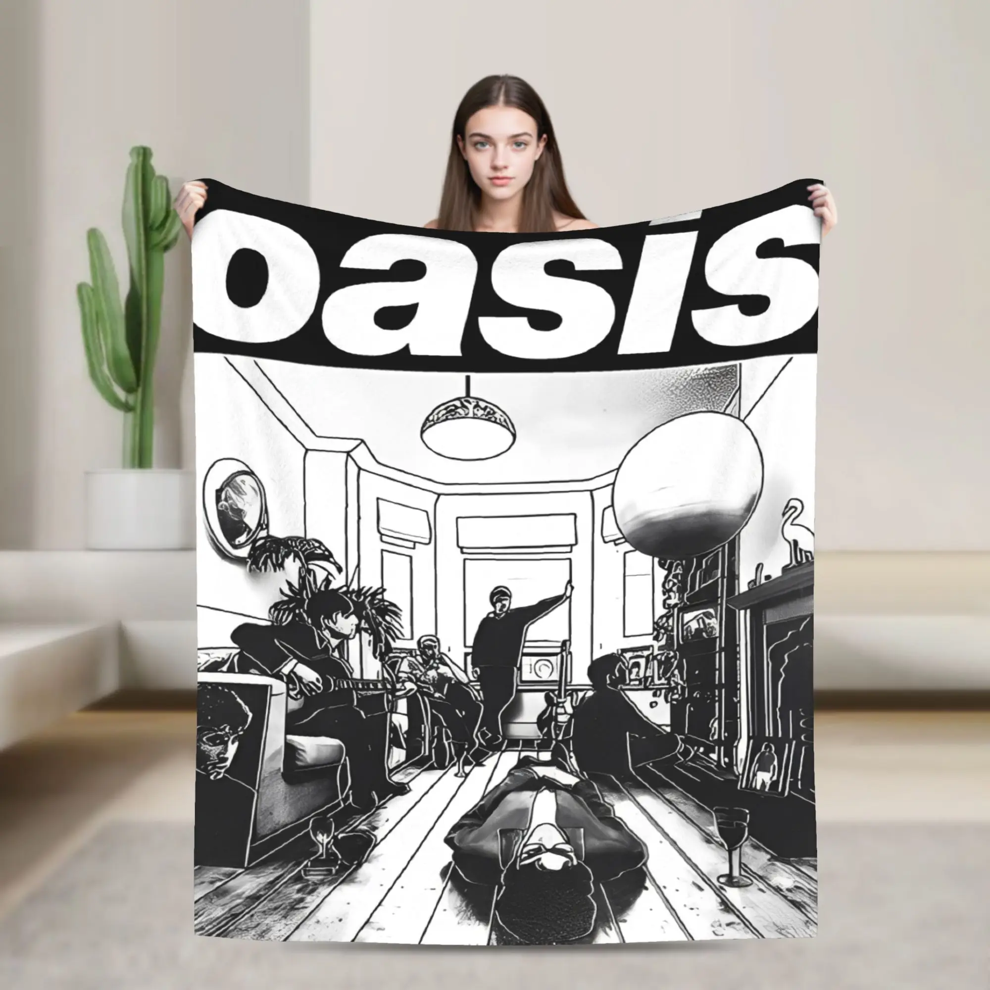 Definitely Maybe Rock Band  Blanket Fleece Summer Air Conditioning O-Oasis Multi-function Warm Throw Blanket for Home Bedspreads