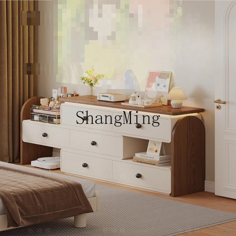 

ZYY medieval style solid wood chest, bedroom wall retractable new master bedroom bedside cabinet