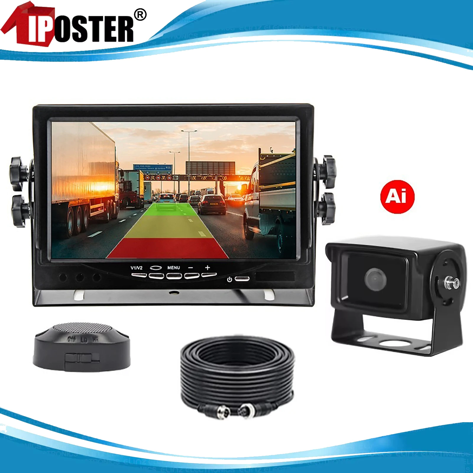 

iPoster For Caravan Rvs Truck 7" Car Monitor IPS Screen + AHD 1080P BSD Ai Rear View Backup Cameras Night vision Waterproof