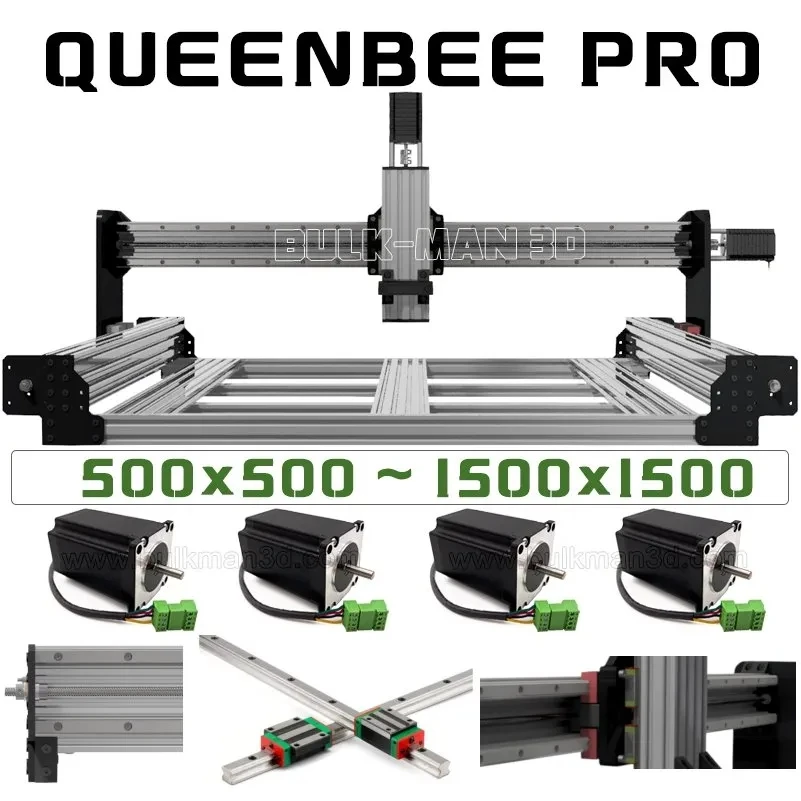 30%OFF Bulk-Man 3D QueenBee PRO CNC Mechanical Kit Linear Rail Upgraded with Tingle Tension System Screw Driven 4 Axis Engraver