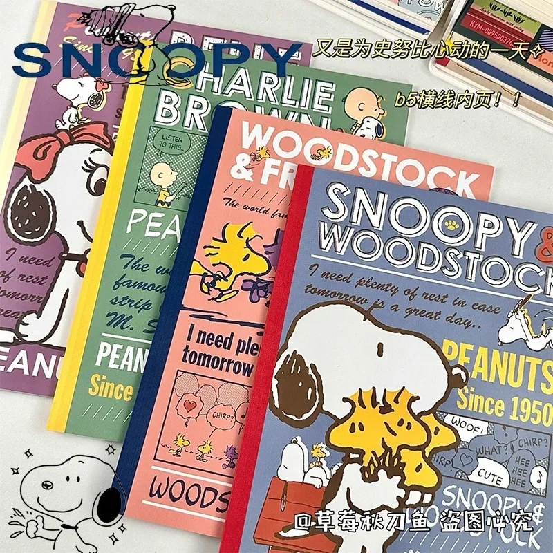 B5 Snoopy Notepad Cute Cartoon 30 Sheets Thickened Horizontal Line Book Student Learning Notebook Cute Cartoon School Supplies