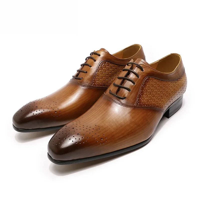 

Men's Genuine Leather Oxford Shoes Business Wedding Banquet Party Suit Italy Designer Fast Delivery New Style