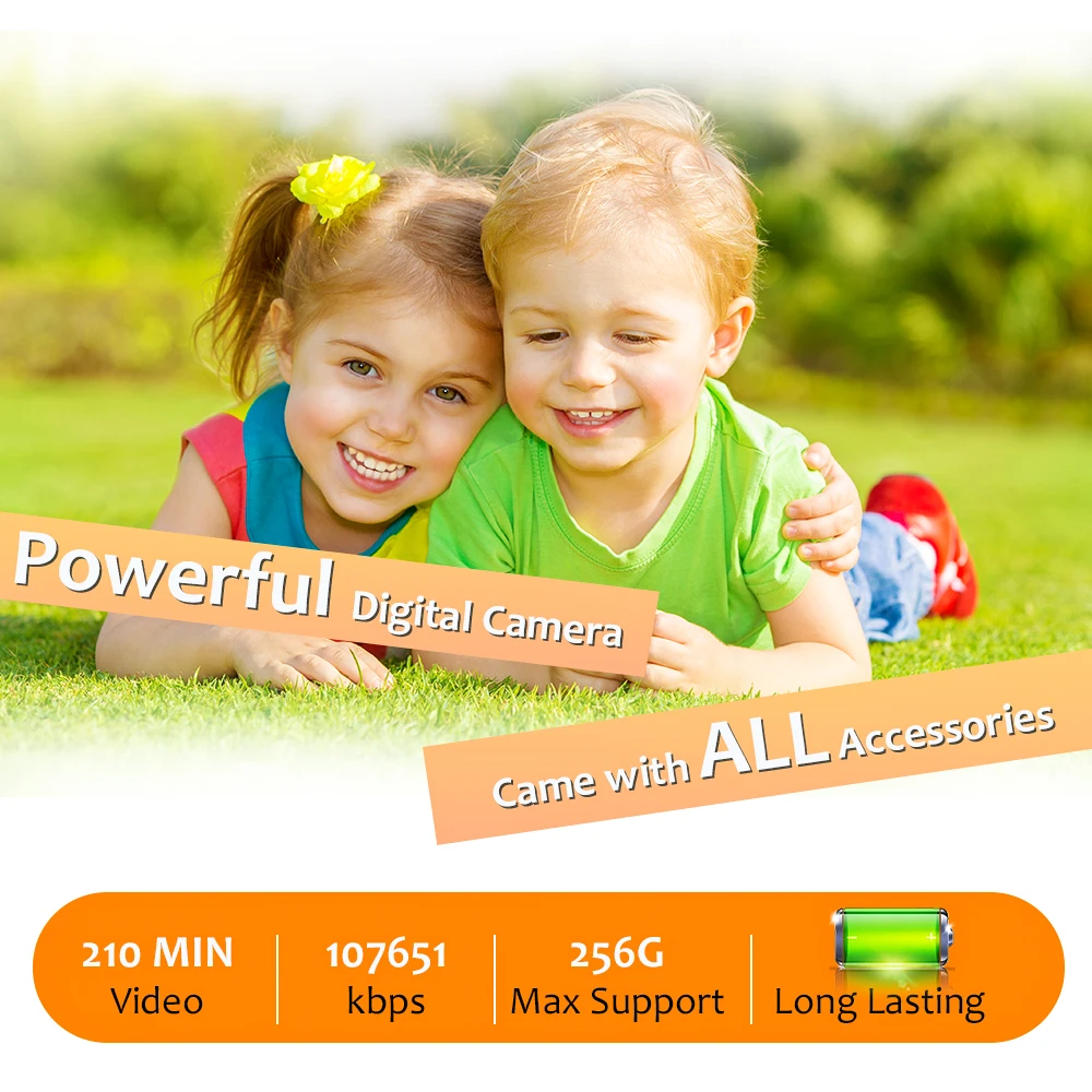 Цифровая камера Vandlion A60, 2,8 дюйма, TFT-экран, 2000 мАч, большая емкость аккумулятора, запись экрана Type-C OTG, 4K, UHD, автофокус, запись