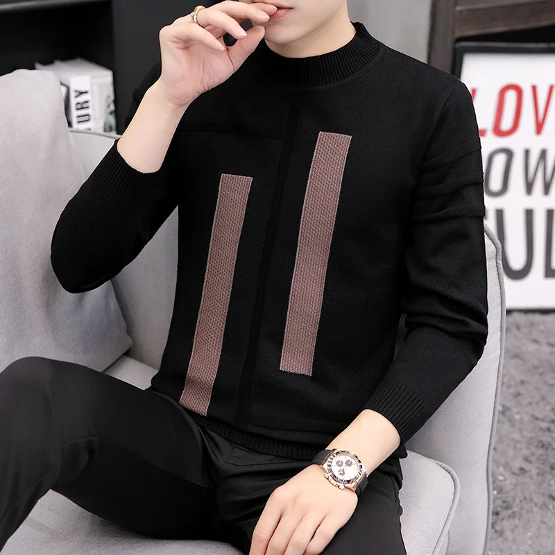 

Winter Warm New Cashmere Sweater Men Half High Collar Mens Sweaters Slim Fit Pullover Men Fashion Wool Knitwear Pull Homme