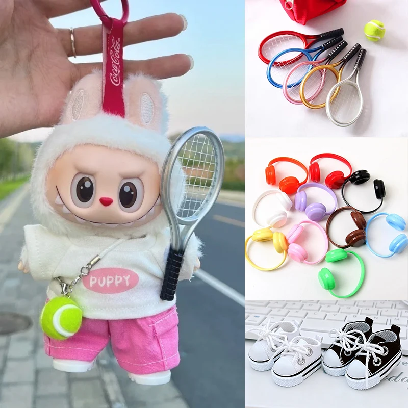 

For Labubu 15/17cm Doll Baby Bottle Violin Pendant Ornament Tennis Badminton Headset Sports Shoe Accessories Doll Decoration
