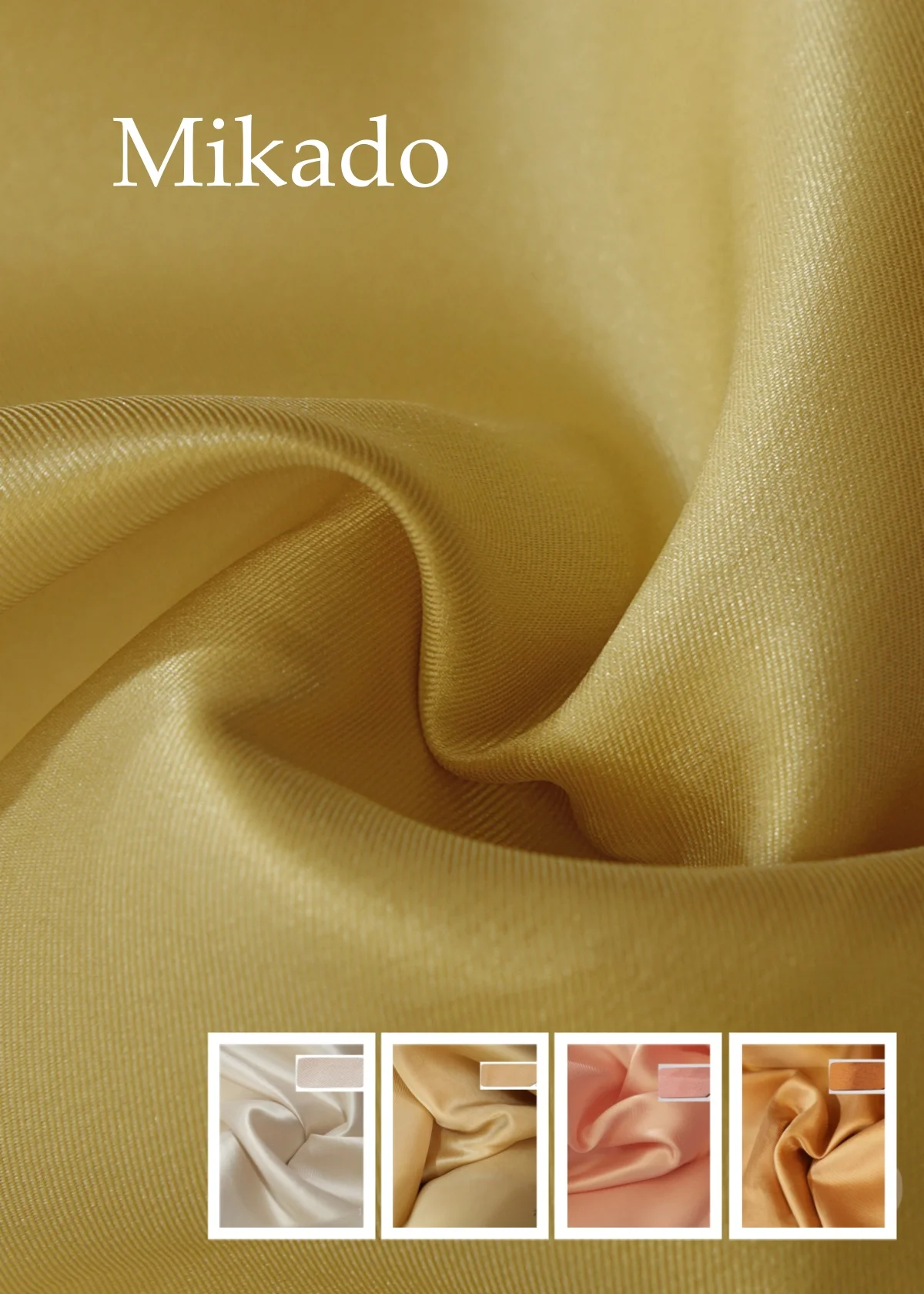 

Ivory white Mikado twill satin fabric sewn wedding dress Hepburn style fluffy skirt stiff designer fabric