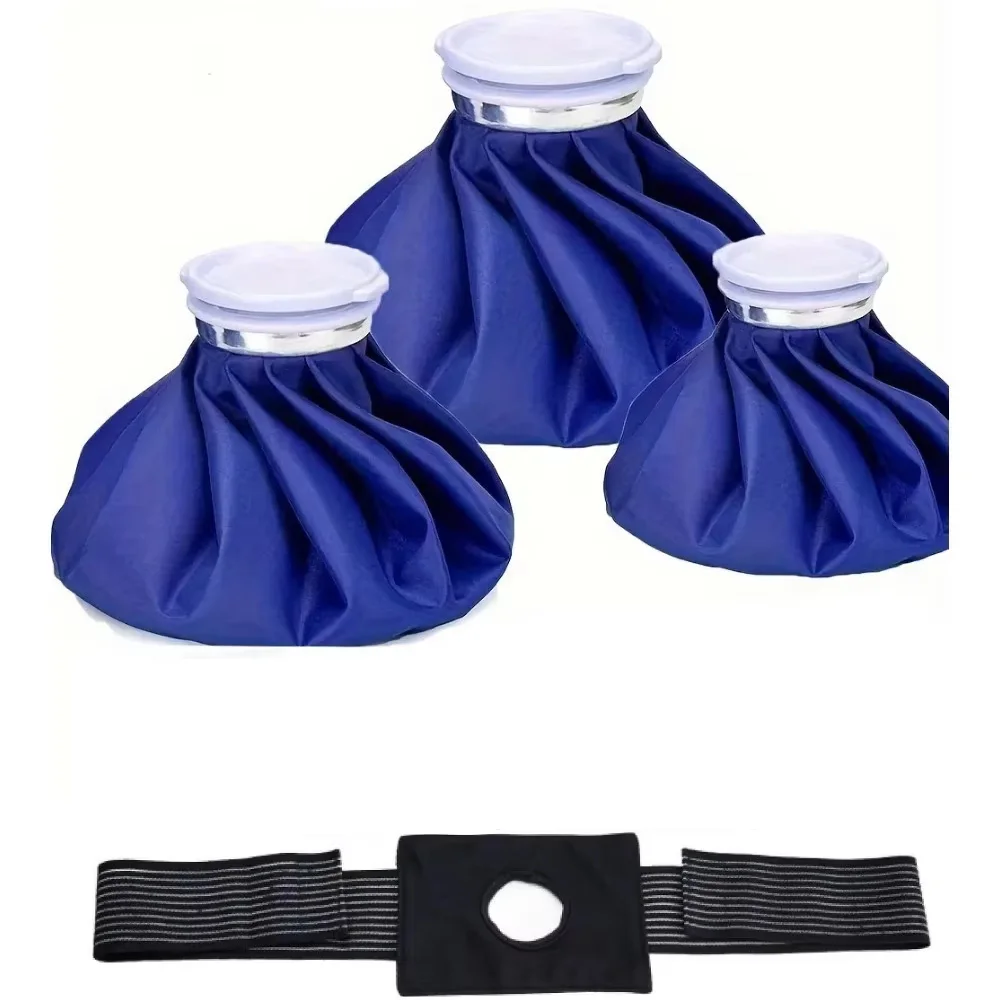 Ice Bag Packs for Injuries Reusable Refillable with Elastic Breathable Wrap, Hot & Cold Therapy and Pain Relief for Headache