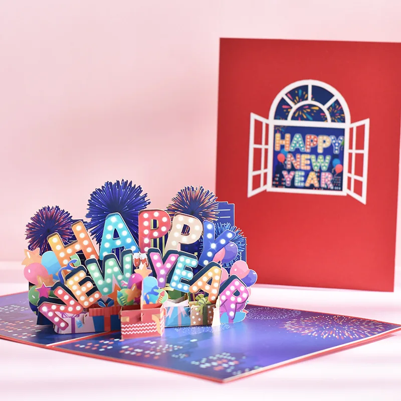 

3D Pop Up Greeting Card DIY Postcard Blessing Gift Card Party Decor Merry Christmas 2025 Happy New Year Xmas Noel Navidad