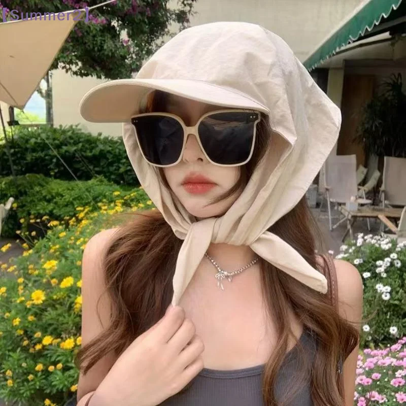 【Xia2】Summer Sunscreen Baseball Hat Bandana For Woman Men Outdoor Visor Hat With Adjust Headscarf Casual Sport Cap{S}