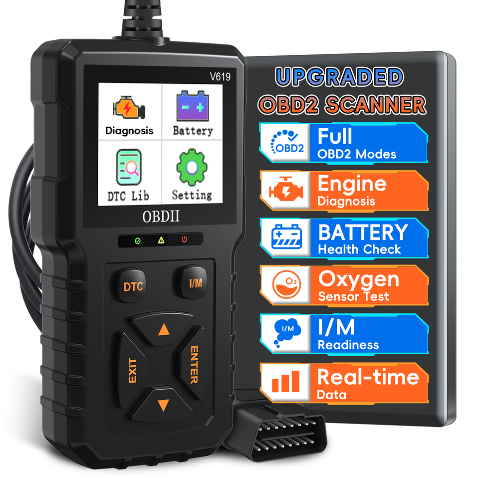  OBD2 Scanner Diagnostic Tool, Check Engine Light Car Code Reader with Reset, Live Data, Freeze Frame, I/M Readiness