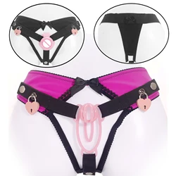 Sissy Training Lockable THONG, Chastity Panties, Anti-Falling Harness for Male Chastity Cage