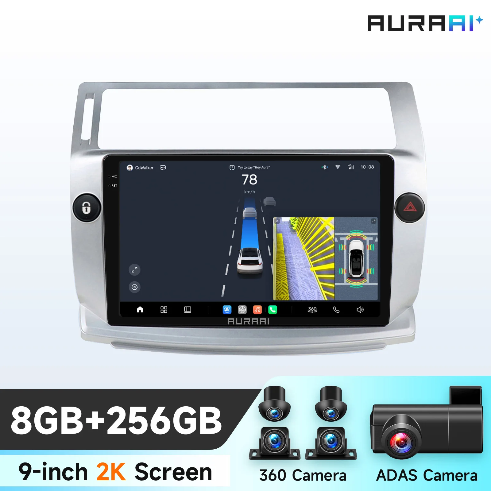 7870 Scherm 2Din 9 Inch Android Auto Autoradio voor Citroen C4 C-Triomphe C-Quatre 2004-2009 Multimidia 4G BT Carplay RDS DSP GPS