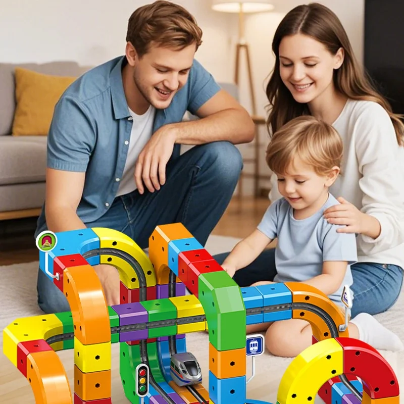 

DIY Stem Building blocks Toys Electric Magnetic Track Set With Anti-Gravity Vehicles Creative Diy Railway For Kids Gift Toy