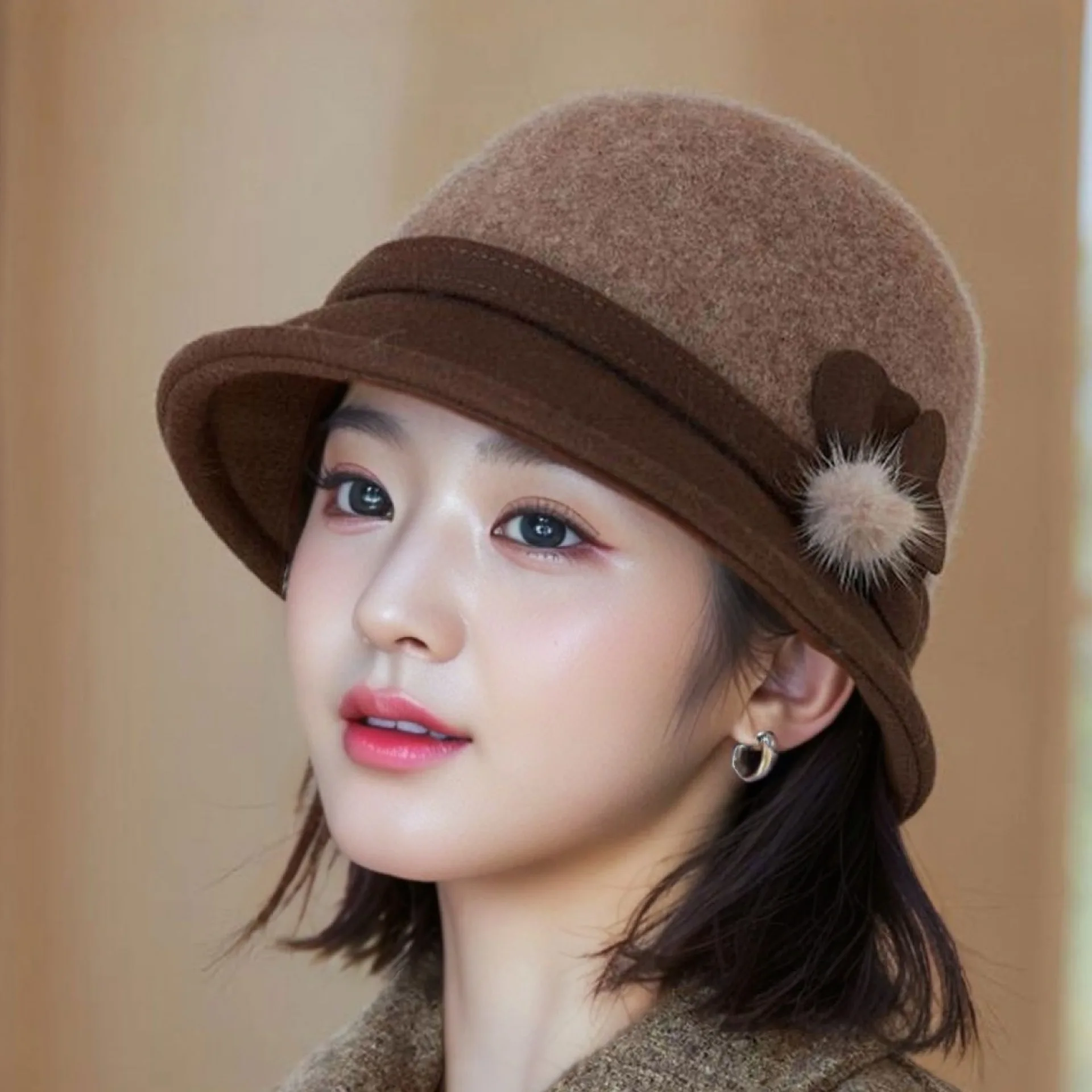 

Осенне-зимняя супер стильная рыбацкая шапка для женщин, элегантная универсальная шапка, зимняя термоведро на флисовой подкладке